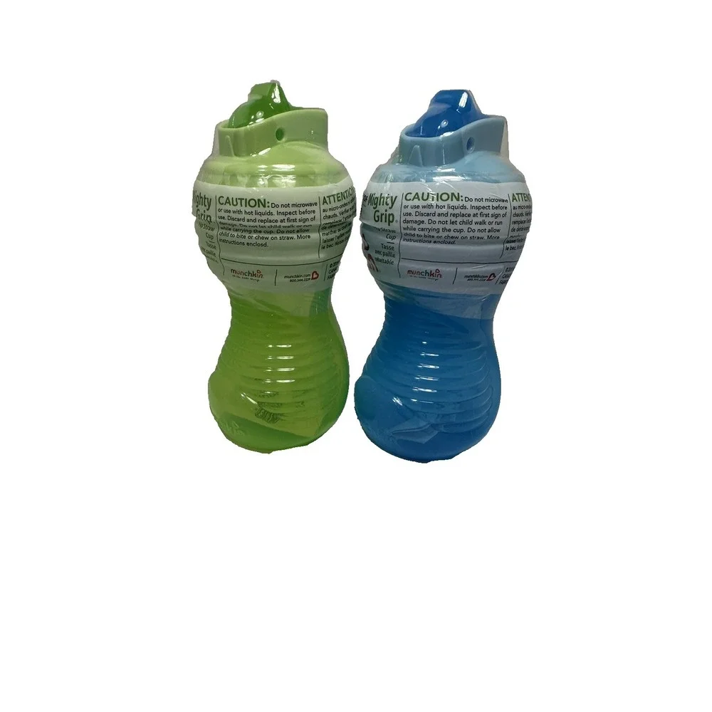 MUNCHKIN 12 month + spill proof mighty grip SIPPY CUPS 10 oz GREEN‎ BLUE